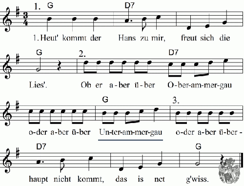 Heut kommt der Hans zu mir Lied Unterammergau Oberammergau